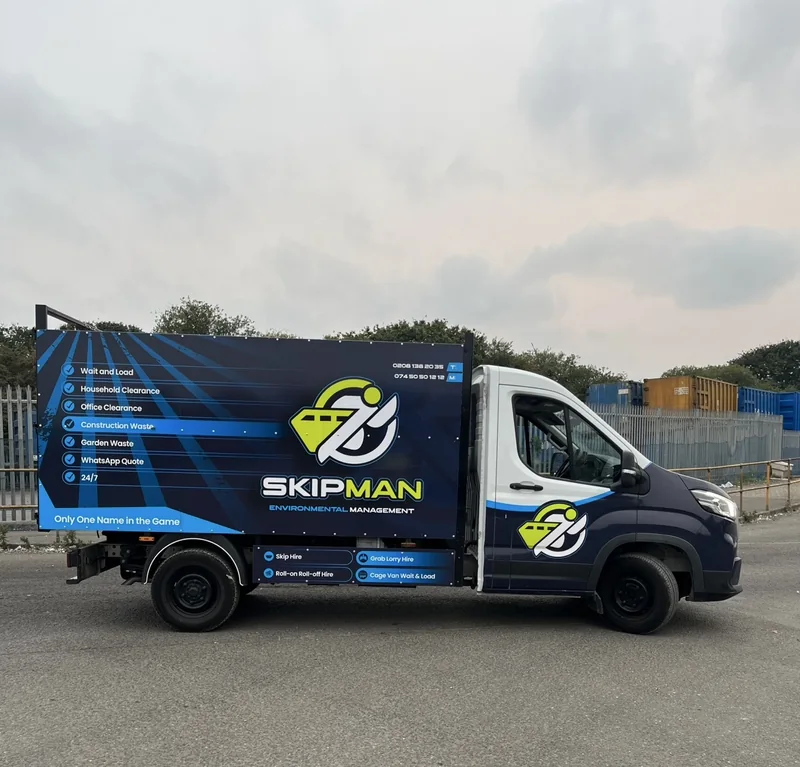 Side view of the SKIPMAN cage van